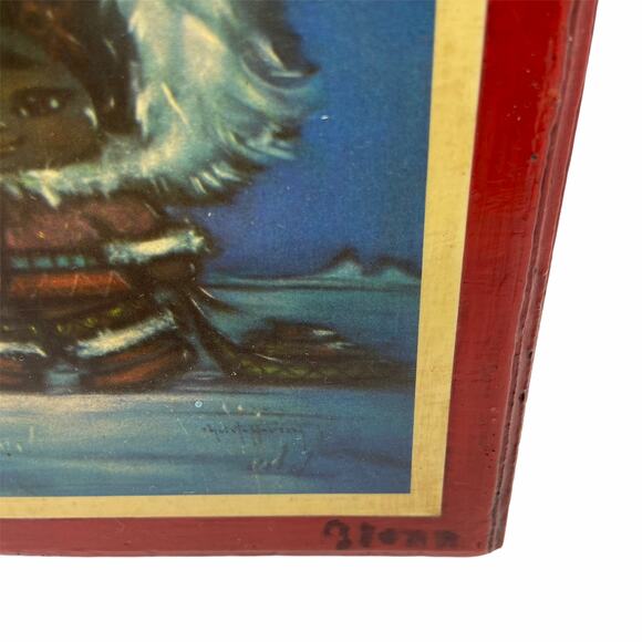 Inuit Decoupage Wall Hanging 1972 Novelty Kitsch Handmade Retro Chic by Fiona - Picture 3 of 12